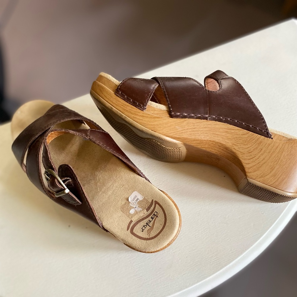 Dansko brown leather clog sandal size 39